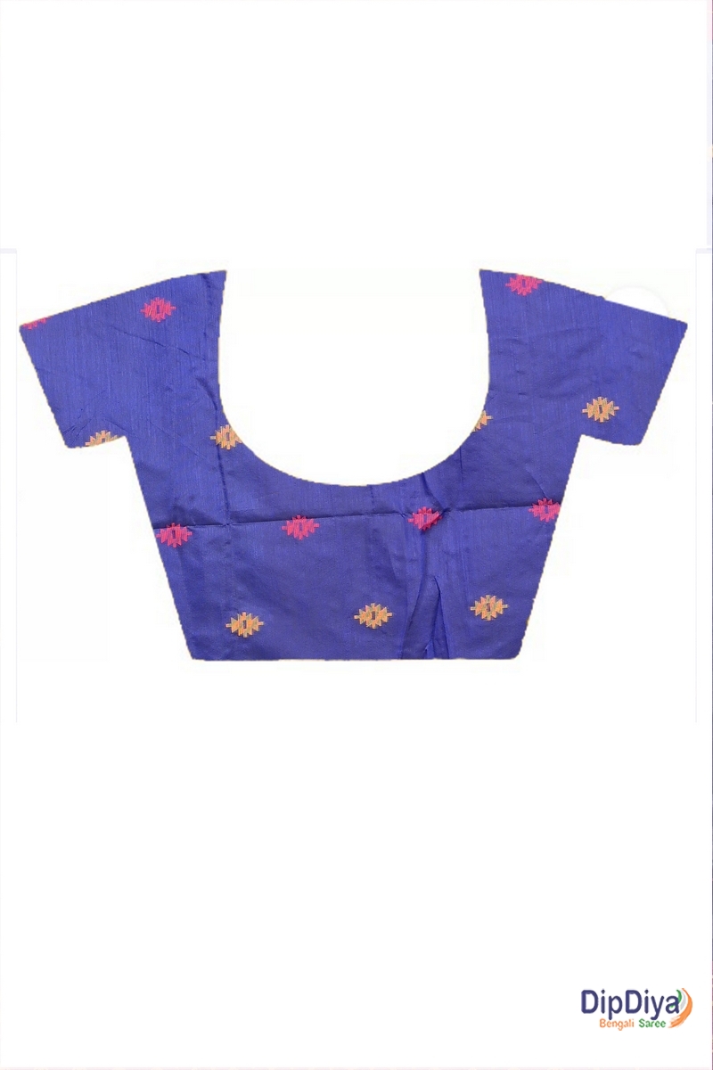 Naby Blue Red Cotton Blended Parul Hand Loom Saree (551)